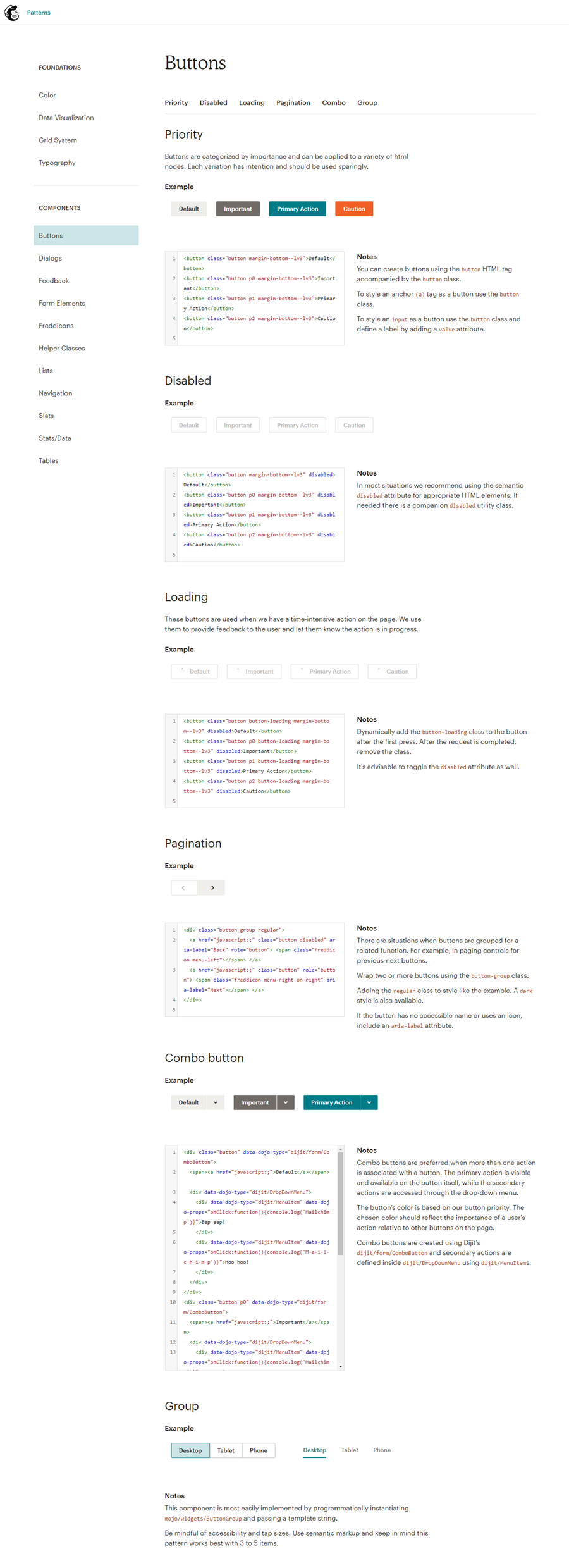 mailchimp buttons style guide example